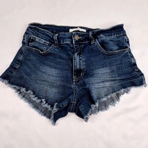 Kancan Women's Denim‎ Shorts Dark Wash Frayed Hem Size 9/28 90s Y2k Festival
